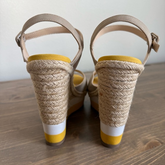 Elle Tan and Yellow Wedge Sandals - Picture 6 of 10